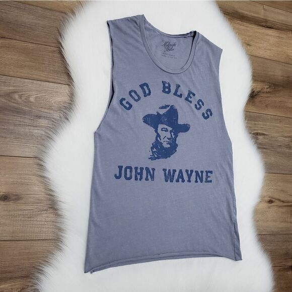 NWOT Midnight Rider God Bless John Wayne Muscle Tee Size Extra Small - Picture 3 of 4